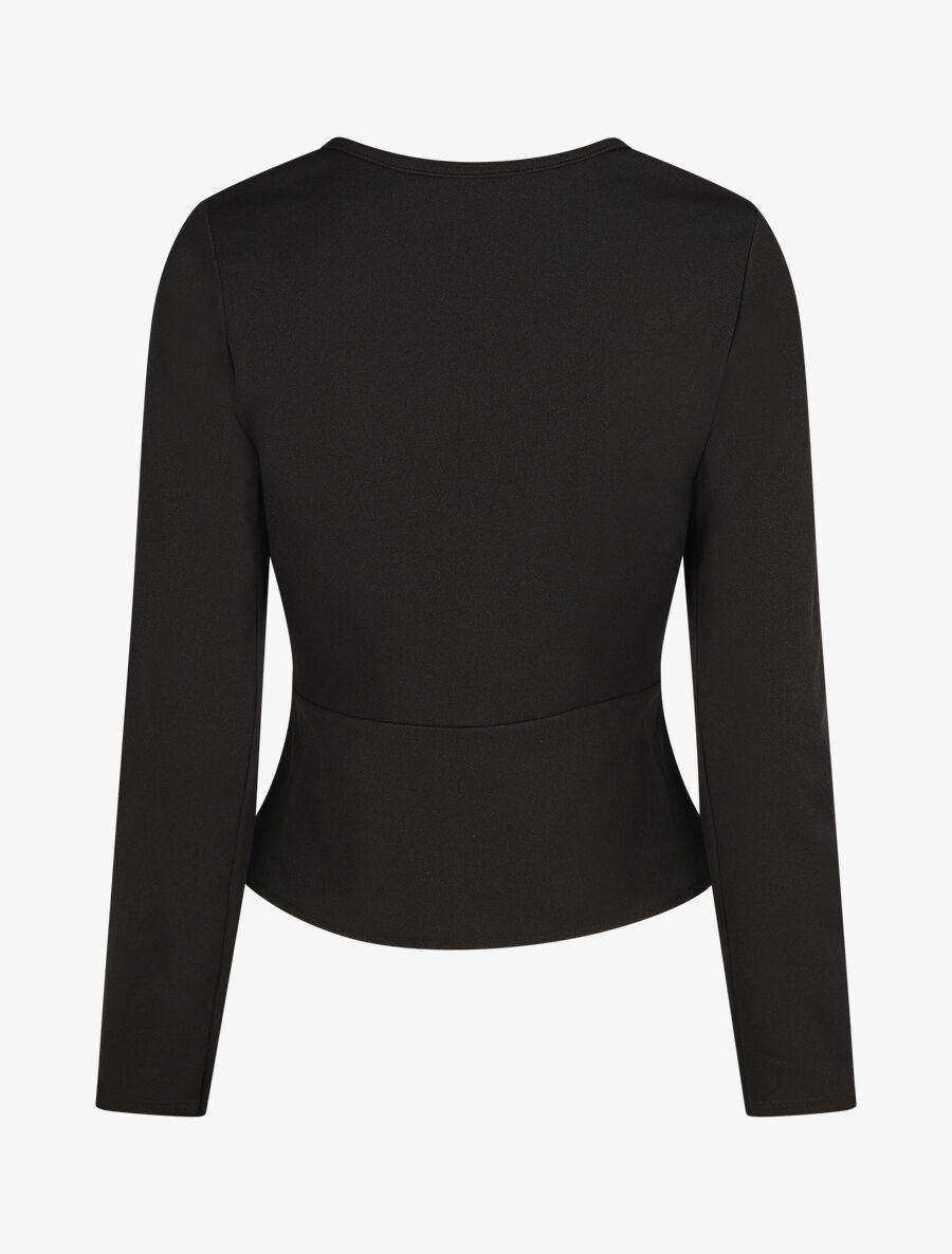 Blouse unie asymétrique - Noir - 2