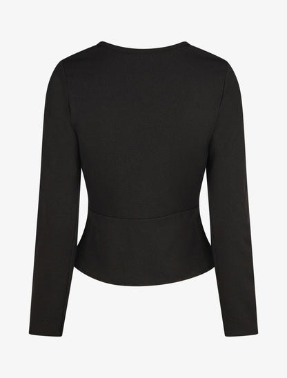 Blouse unie asymétrique - Noir - 2