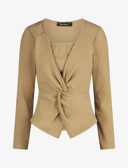 Blouse unie asymétrique - Camel - 1