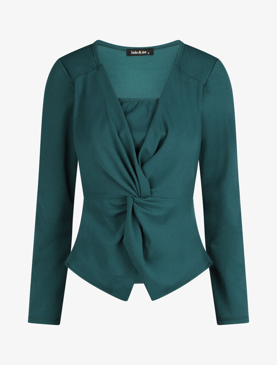 Blouse unie asymétrique - Bleu canard - 1