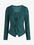 Blouse unie asymétrique - Bleu canard - 1