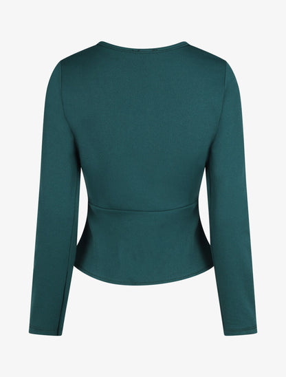Blouse unie asymétrique - Bleu canard - 2