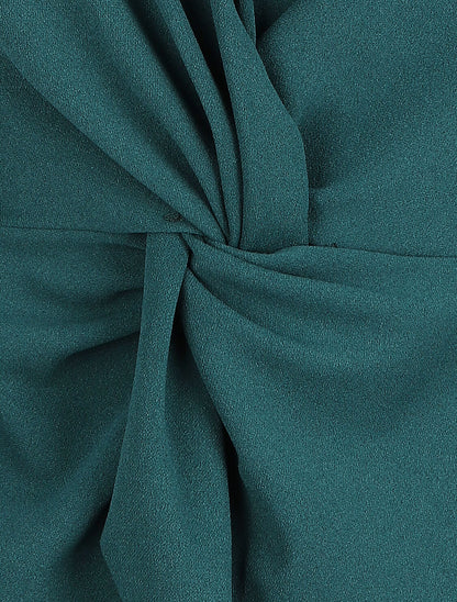 Blouse unie asymétrique - Bleu canard - 3