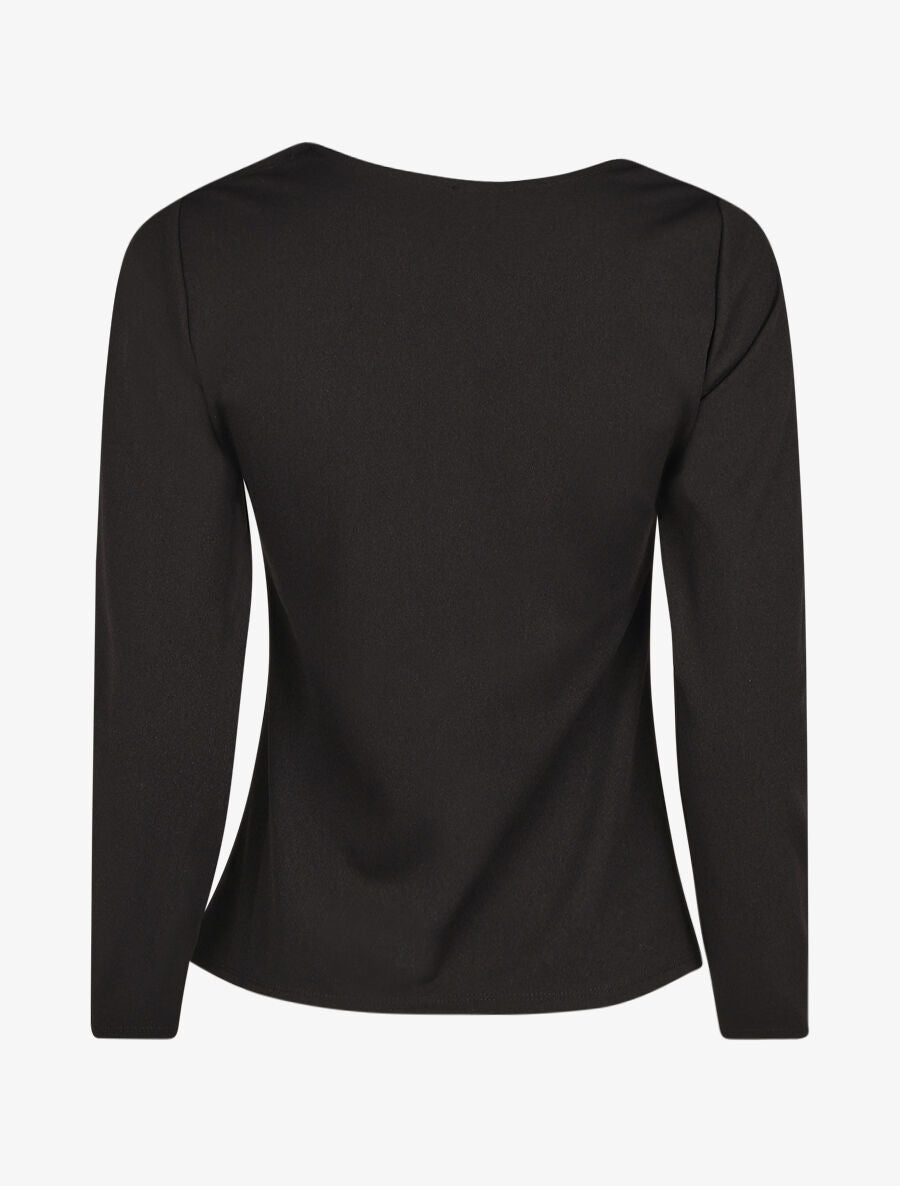 Blouse unie à empiècement métal à l&