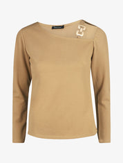 Blouse unie à empiècement métal à l&