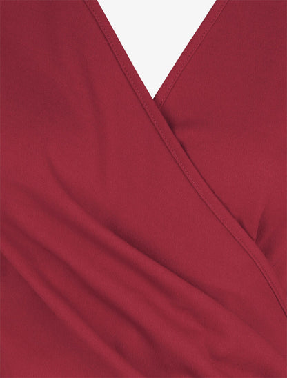 Robe droite unie effet drapé - Bordeaux - 3
