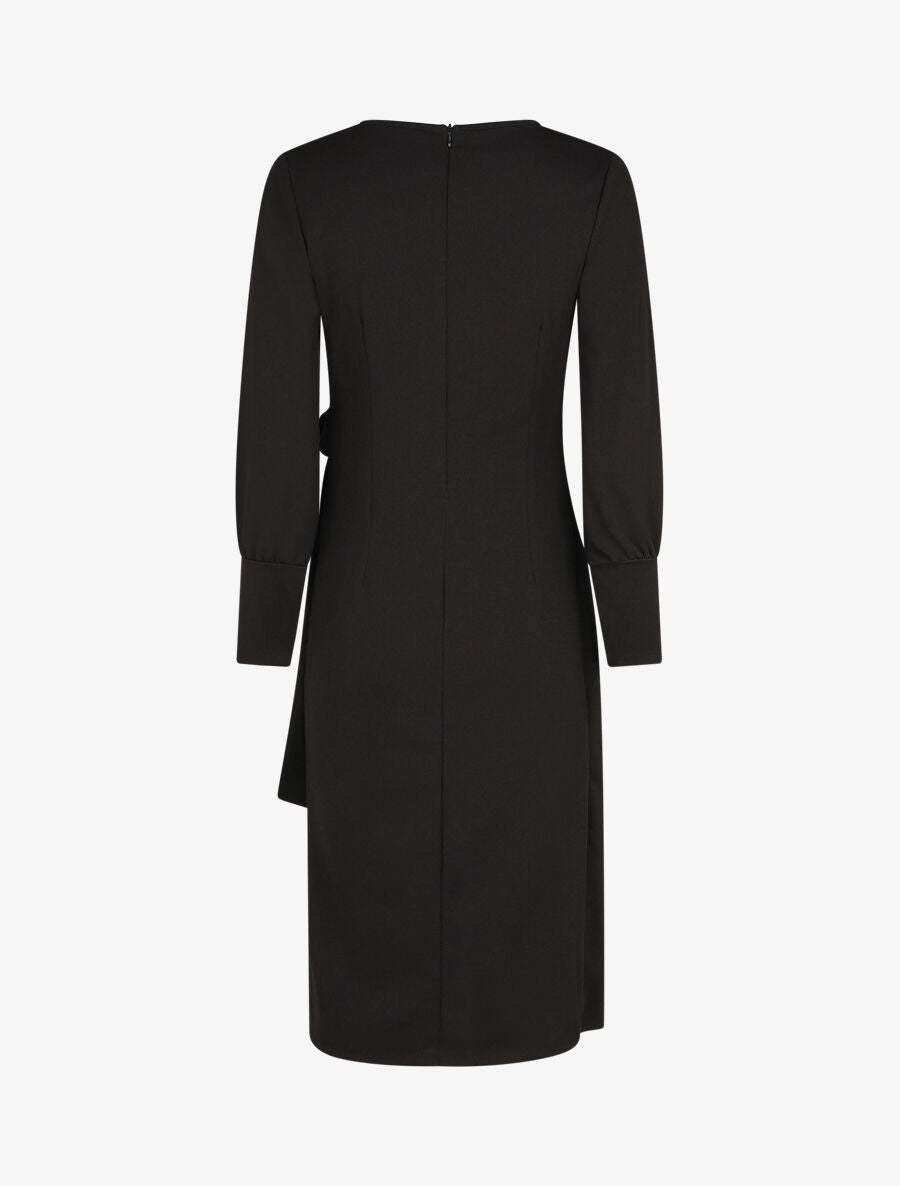 Robe longue unie effet portefeuille - Noir - 2