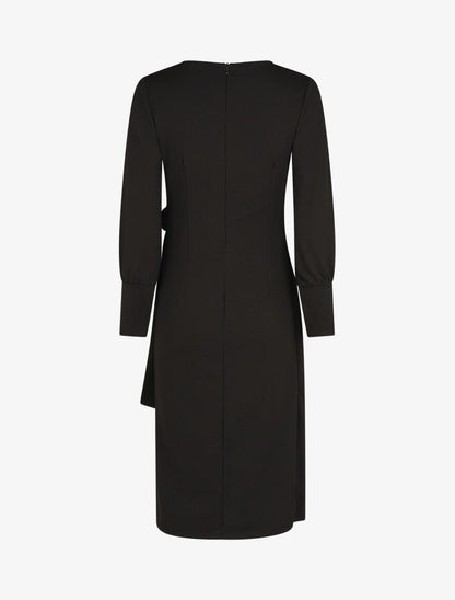 Robe longue unie effet portefeuille - Noir - 2