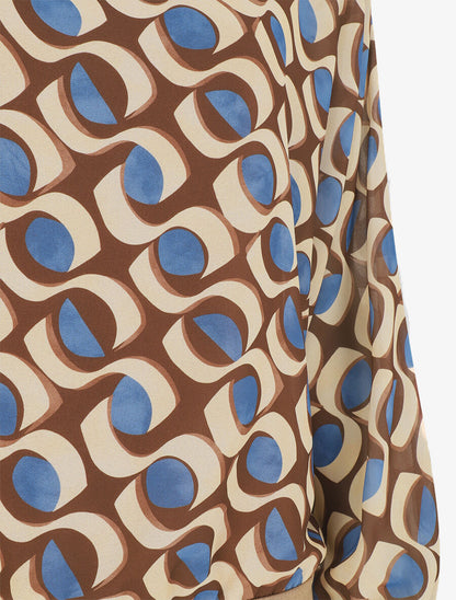 Blouse en voile imprimé graphique - Marron - 3