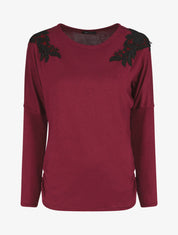 Pull droit empiècements crochet - Bordeaux - 6