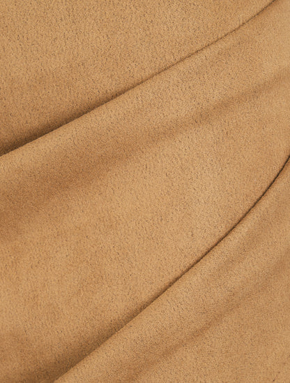 Jupe crayon en suédine style portefeuille - Camel - 3