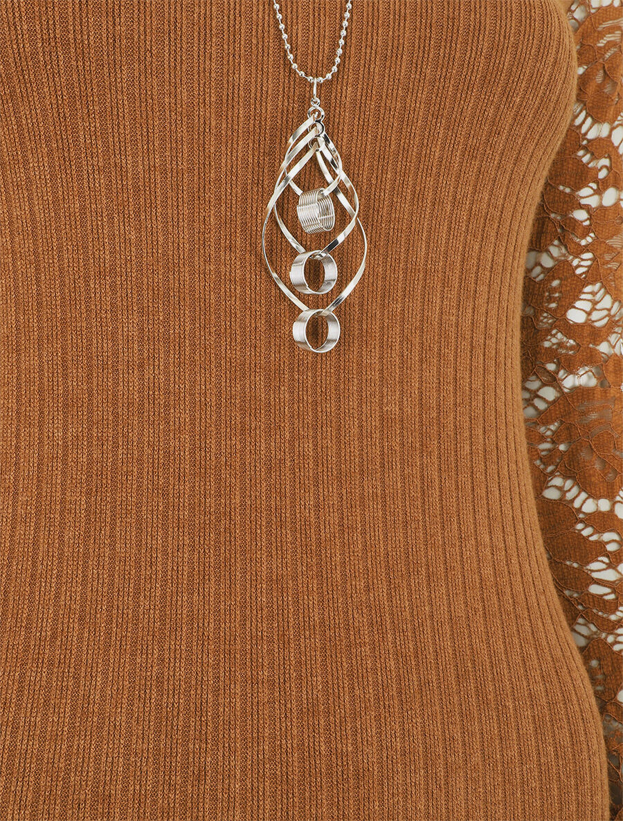 Robe pull à manches en dentelle - Marron - 3