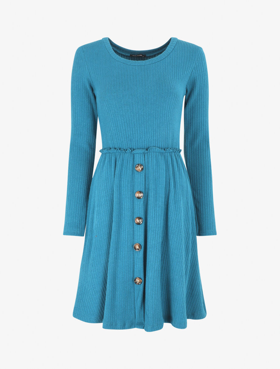 Robe pull longue unie - Bleu canard - 4