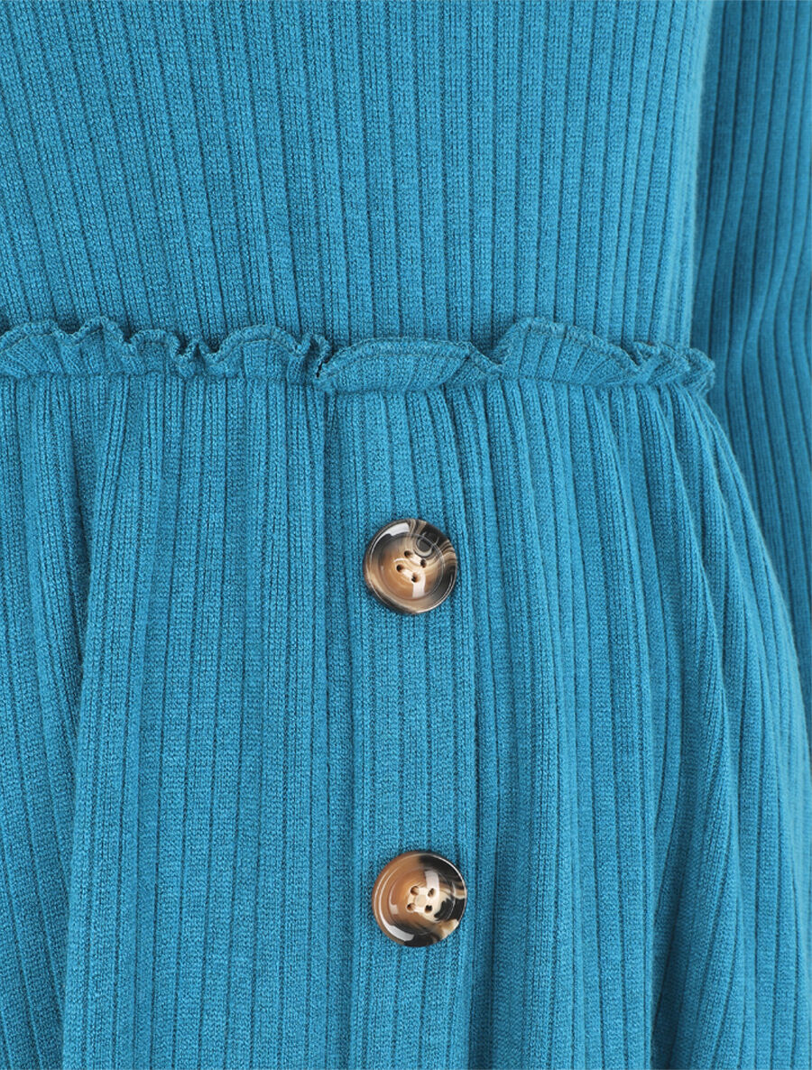 Robe pull longue unie - Bleu canard - 3