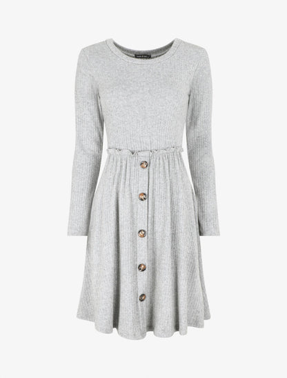 Robe pull longue unie - Gris clair - 1