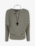 Pull droit rayé col bénitier - Noir - 4