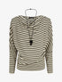 Pull droit rayé col bénitier - Kaki - 1
