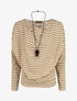 Pull droit rayé col bénitier - Beige - 4