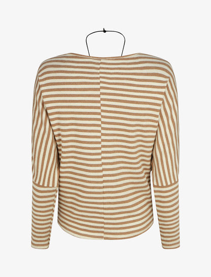 Pull droit rayé col bénitier - Beige - 2