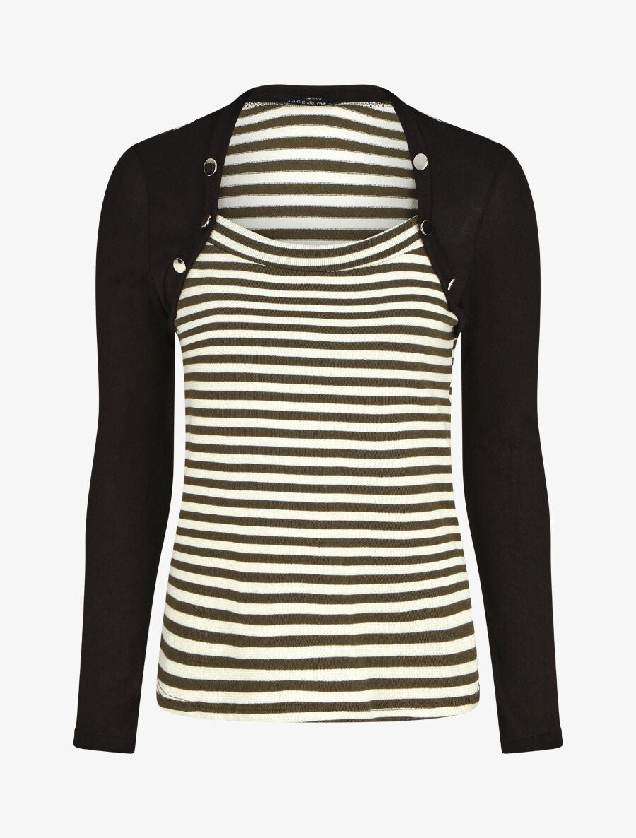 Pull rayé boléro en trompe l&