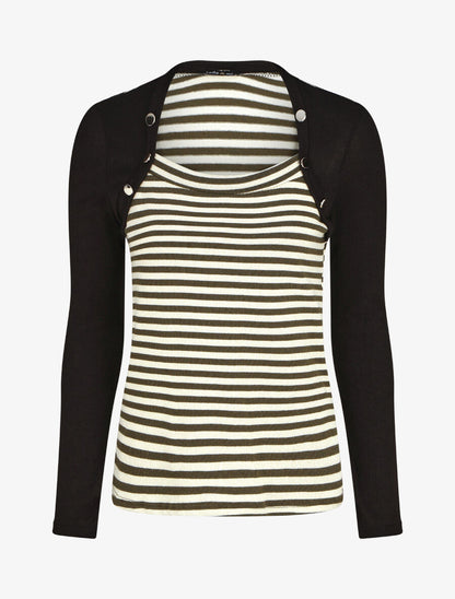 Pull rayé boléro en trompe l&
