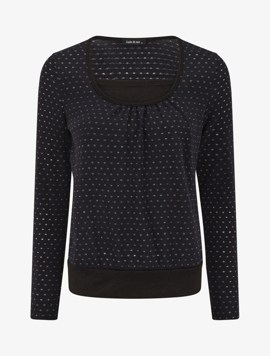 Pull uni à détail irisé - Marine - 6