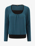 Pull uni à détail irisé - Bleu canard - 1