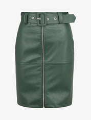 Jupe ajustée taille haute en simili - Vert - 1