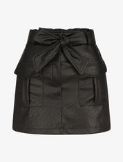 Short droit style jupe en simili - Noir - 4
