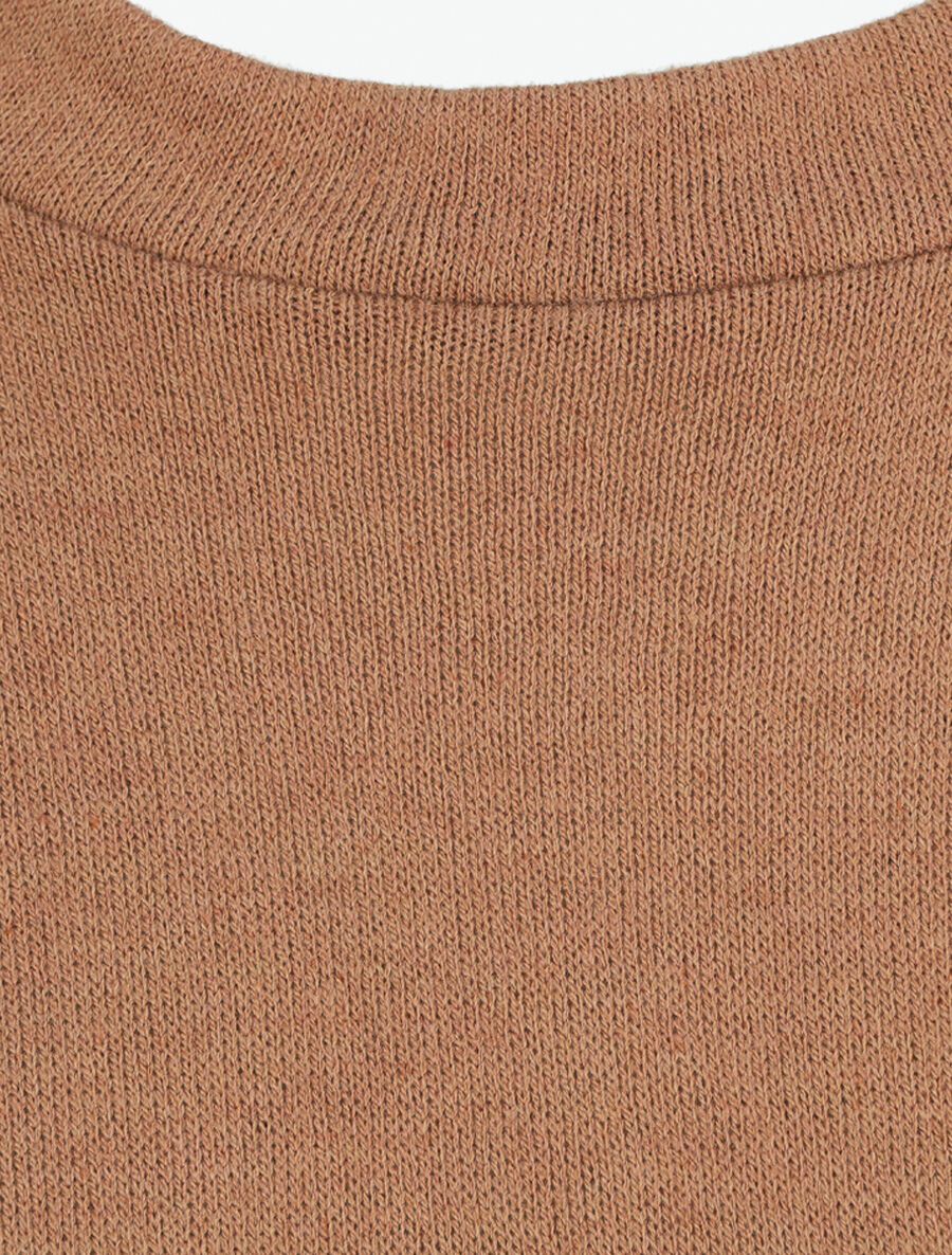 Pull droit uni à noeud - Camel - 3