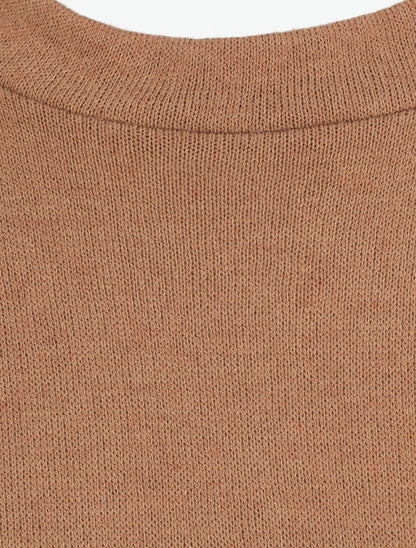 Pull droit uni à noeud - Camel - 3