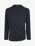 Pull droit uni effet drapé - Marine - 4