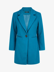 Manteau droit mi-long - Bleu canard - 1