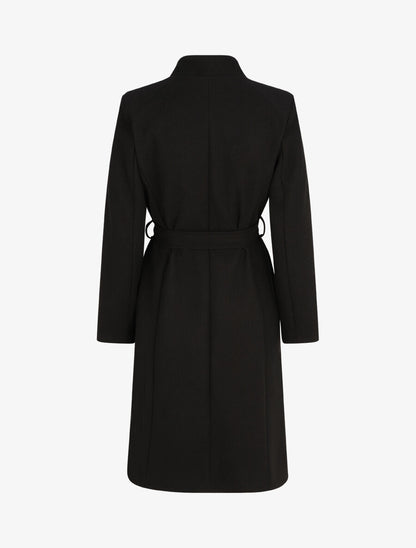 Manteau long croisé coupe droite - Noir - 2