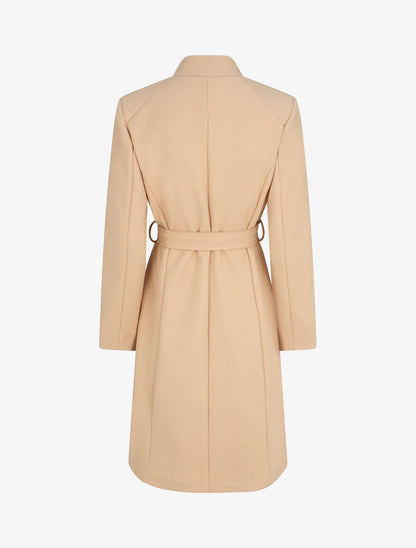 Manteau long croisé coupe droite - Beige - 2