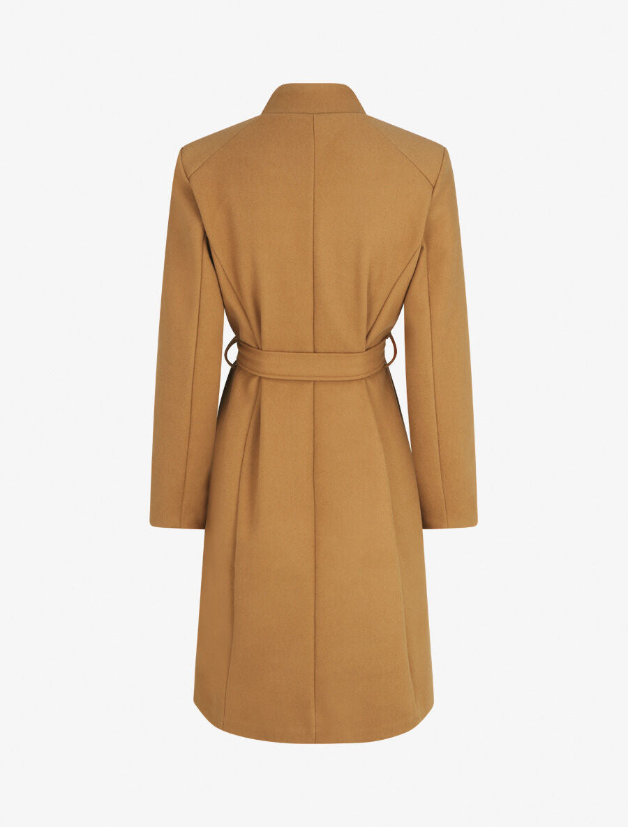 Manteau long croisé coupe droite - Camel - 2