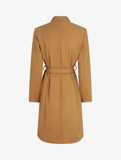 Manteau long croisé coupe droite - Camel - 2