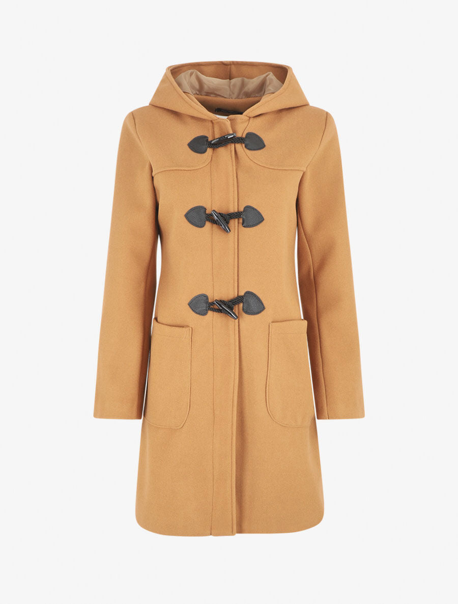 Duffle coat long coupe droite - Camel - 1