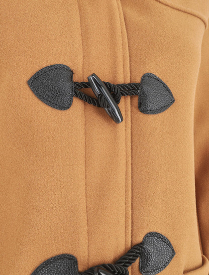 Duffle coat long coupe droite - Camel - 3