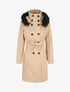 Manteau long capuche à fourrure - Beige - 4