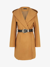 Manteau à capuche ceinturé - Camel - 1