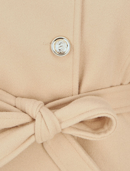 Manteau uni à boutons décoratifs - Beige - 3