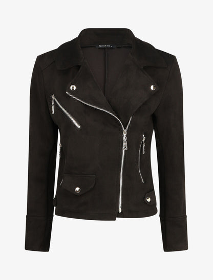 Veste courte en suédine - Noir - 1