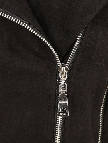 Veste courte en suédine - Noir - 3