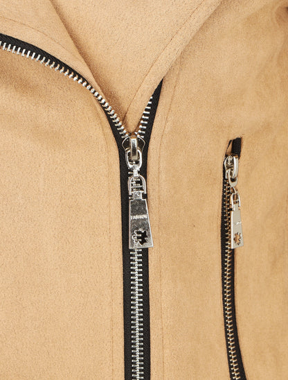 Veste courte en suédine - Beige - 3
