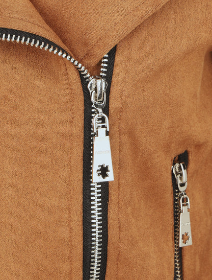 Veste courte en suédine - Camel - 3