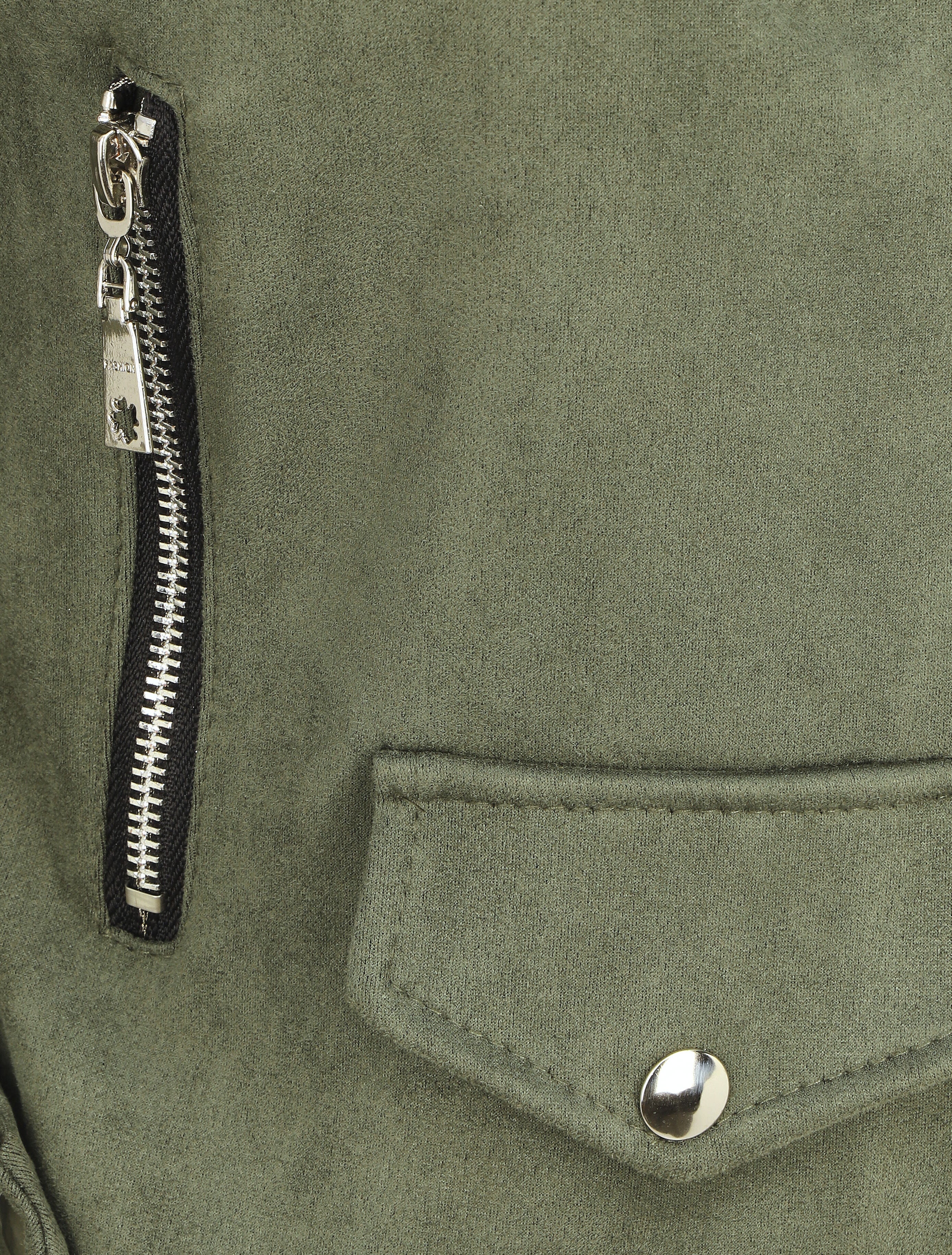 Veste courte en suédine - Kaki - 3
