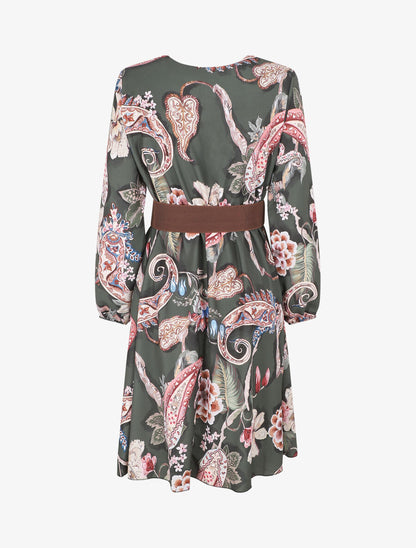 Robe évasée imprimé fleuri - Kaki - 2