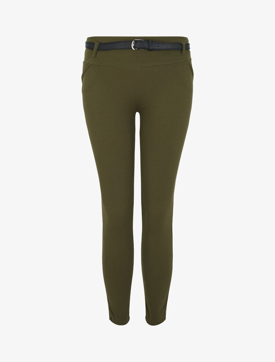 Legging taille basse à poches décoratives - Kaki - 1