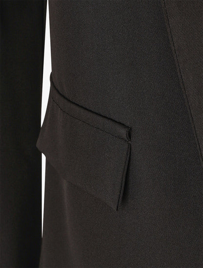 Blazer droit basique uni - Noir - 3